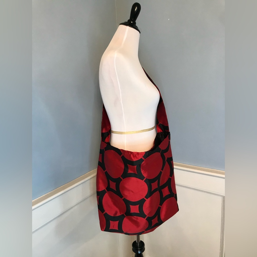 Hand Made Oversized Red and Black Geometric Messenger Bag
